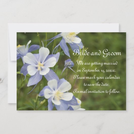 Invitation Fleurs de colonne bleue Mariage Enregistrer la dat (Devant)