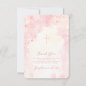 Invitation Fleurs de communion Merci d'aquarelles roses (Devant)