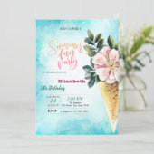 Invitation Fleurs de cône de glace Summer Party d'anniversair (Debout devant)