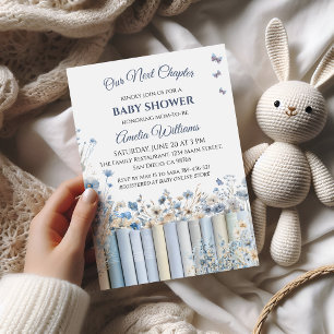 Invitation Fleurs de conte de fées bleues Livres vintage Baby