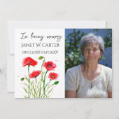 Invitation Fleurs de coquelicots rouges en souvenir affectueu (Devant)