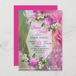 Invitation Fleurs de corail, d'herbe et de rose pivoine
