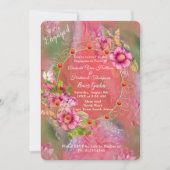 Invitation Fleurs de corail, d'herbe et de rose pivoine (Devant)