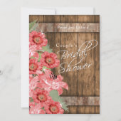Invitation Fleurs de corail sur bois rustique - Fête des mari (Devant)