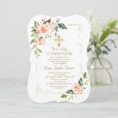 Invitation Fleurs de corail vivantes Parties scintillant d'or (Debout devant)