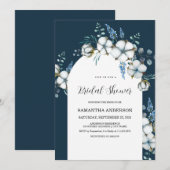 Invitation Fleurs de coton et Fête des mariées d'eucalyptus (Devant / Derrière)