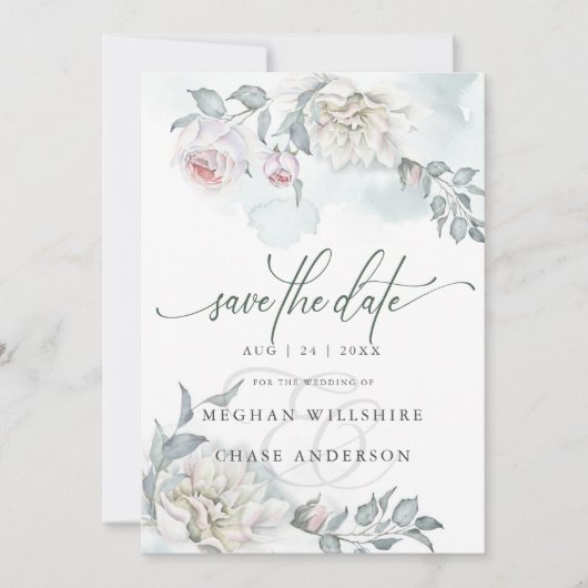 Invitation Fleurs de cottage rose ivoire (Devant)