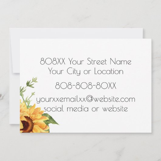 Invitation Fleurs de couleur aquarelle (Dos)