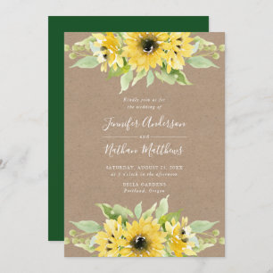 Invitation Fleurs de couleur aquarelle Rustique Mariage pap