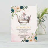 Invitation Fleurs de couronne de princesse Points d'anniversa (Debout devant)