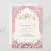 Invitation Fleurs de Couronne rose pâle Quinceanera (Devant)