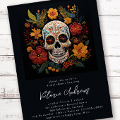 Invitation Fleurs de crâne de sucre Fête des mariées gothique