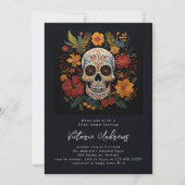 Invitation Fleurs de crâne de sucre Fête des mariées gothique (Devant)