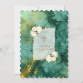 Invitation Fleurs de crème blanche chic Gold Première communi (Dos)