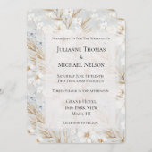 Invitation Fleurs de crème blanche Mariage de papillons bleus (Devant / Derrière)
