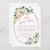 Invitation Fleurs de Crème Bleue Unique Rose Gold Quinceañera (Devant / Derrière)