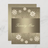 Invitation Fleurs de crème en métal d'égout en bronze 21e ann (Devant / Derrière)
