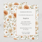Invitation Fleurs de crème orange Anniversaire (Devant / Derrière)