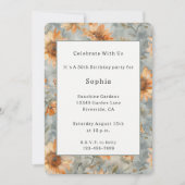 Invitation Fleurs de crème orange bleu Anniversaire (Devant)