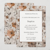 Invitation Fleurs de crème orange marron Anniversaire (Devant / Derrière)