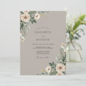 Invitation Fleurs de Crème Taupe Mariage (Debout devant)