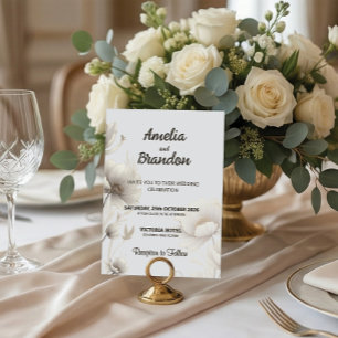 Invitation Fleurs de croquis d'or moderne Mariage blanc