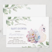 Invitation Fleurs de cygne bébé Fête de naissance (Devant / Derrière)