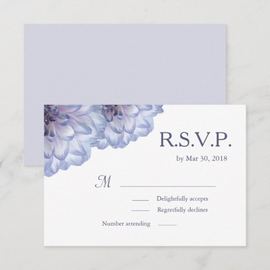 Invitation Fleurs de dahlia, blanc lilas floral mariage RSVP (Devant / Derrière)