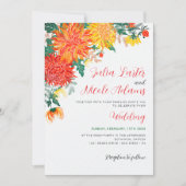 Invitation Fleurs de Dahlia de printemps jaune orange pastel (Devant)