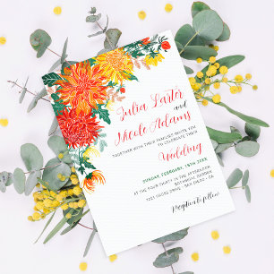 Invitation Fleurs de Dahlia de printemps jaune orange pastel