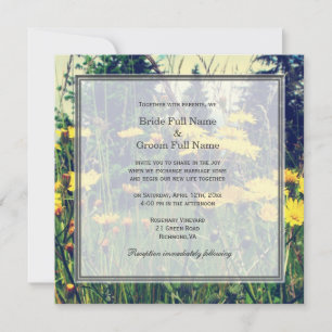 Invitation fleurs de dandelion sauvage mariage printanier