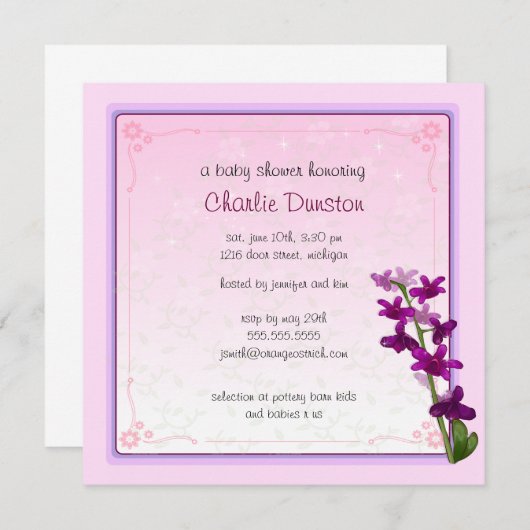 Invitation Fleurs de dandrabium (Devant / Derrière)