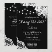 Invitation Fleurs de dentelle noire et blanche, changement de (Devant / Derrière)