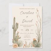 Invitation Fleurs de désert de Cactus Floral Mariage (Devant)
