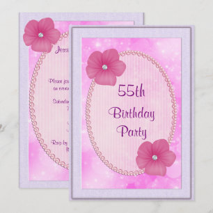 Invitation Fleurs de diamant et perles 55e anniversaire