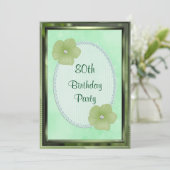 Invitation Fleurs de diamant vert et perles 80e anniversaire (Debout devant)