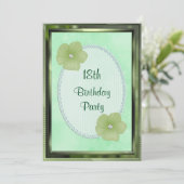 Invitation Fleurs de diamant vert et perles pour 18 ans (Debout devant)