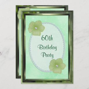 Invitation Fleurs de diamants verts et perles 60e anniversair