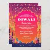 Invitation Fleurs de Diwali rayantes (Devant / Derrière)