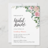 Invitation Fleurs de douche de mariée verdure de rose (Devant)