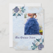 Invitation Fleurs de dusty blue pour mes quince an (Dos)