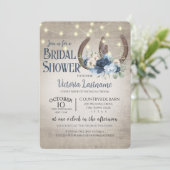 Invitation Fleurs de fer à cheval et éclairages Bois de grang (Debout devant)