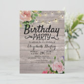 Invitation Fleurs de fête d'anniversaire Lumières à cordes de (Debout devant)