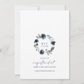 Invitation Fleurs de feuillage de verdure bleu marine pour la (Dos)