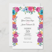Invitation Fleurs de Fiesta et Mariage de style broderie mexi (Devant)