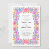 Invitation Fleurs de Fiesta Mariage coloré (Devant)