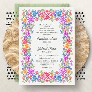 Invitation Fleurs de Fiesta Mariage coloré