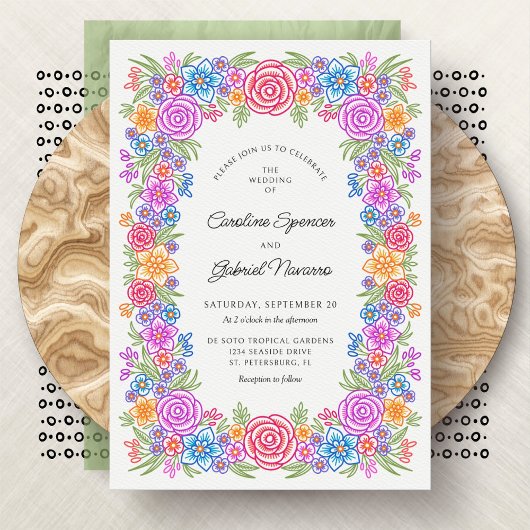 Invitation Fleurs de Fiesta Mariage mexicain