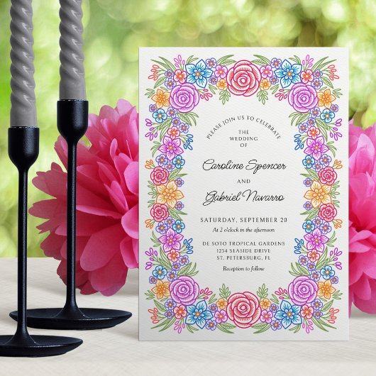 Invitation Fleurs de Fiesta Mariage mexicain