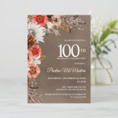 Invitation Fleurs de Fleur Blanche Neutre pour les 100 ans d' (Debout devant)